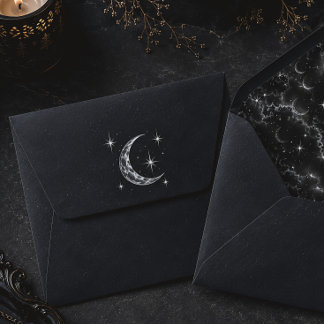 Midnight Moon Gothic Celestial Black Frosted Envelope