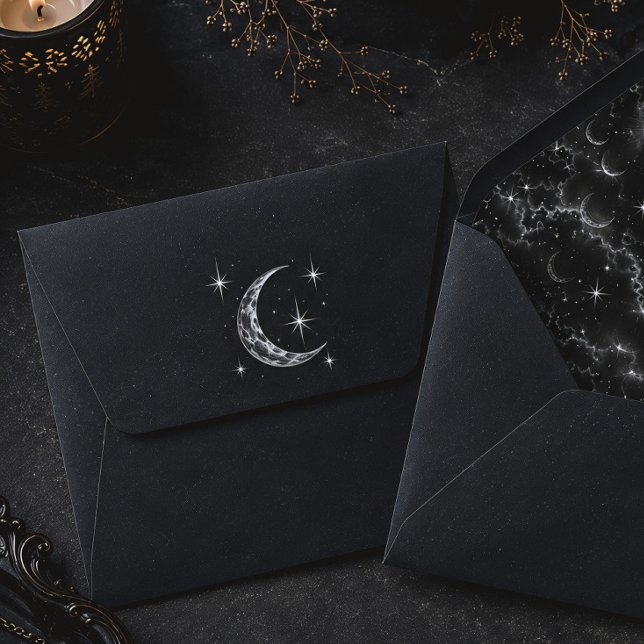 Midnight Moon Gothic Celestial Black Frosted Envelope (Creator Uploaded)