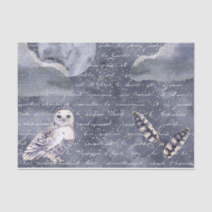 Midnight Moon, Owl and Feather Decoupage  Tissue Paper
