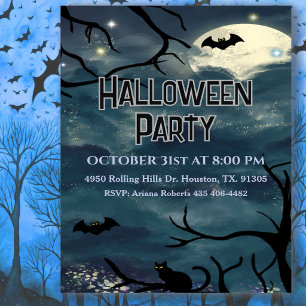 Midnight Moonlight Adult Halloween Invitation