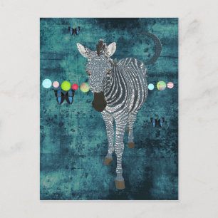 Midnight Moonlight Zebra  Postcard