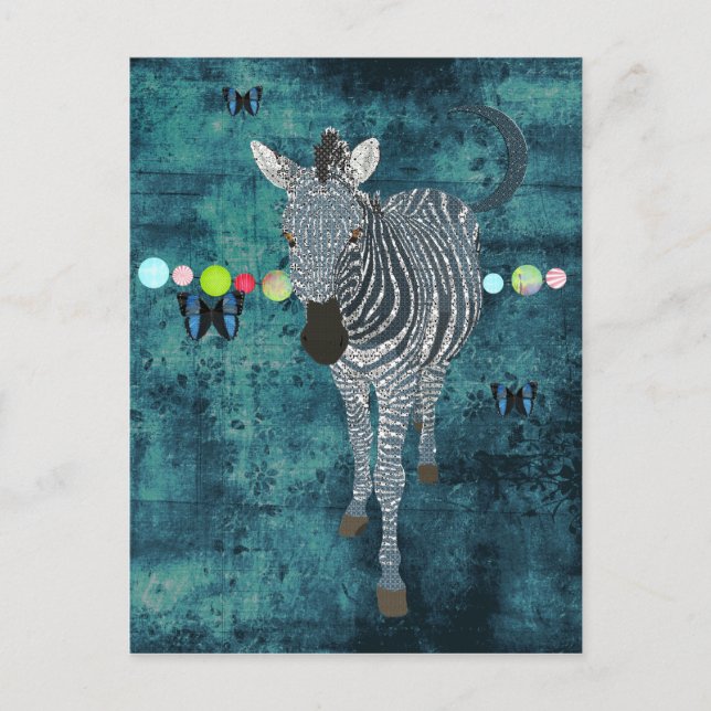 Midnight Moonlight Zebra  Postcard (Front)