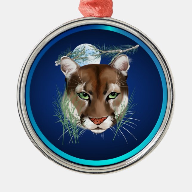 Midnight Mountain Lion Ornament (Front)
