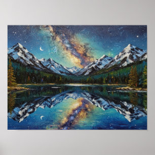 Midnight Mountain Reflection Poster
