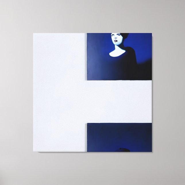Midnight Muse in Monochrome Blue Canvas Print (Front)