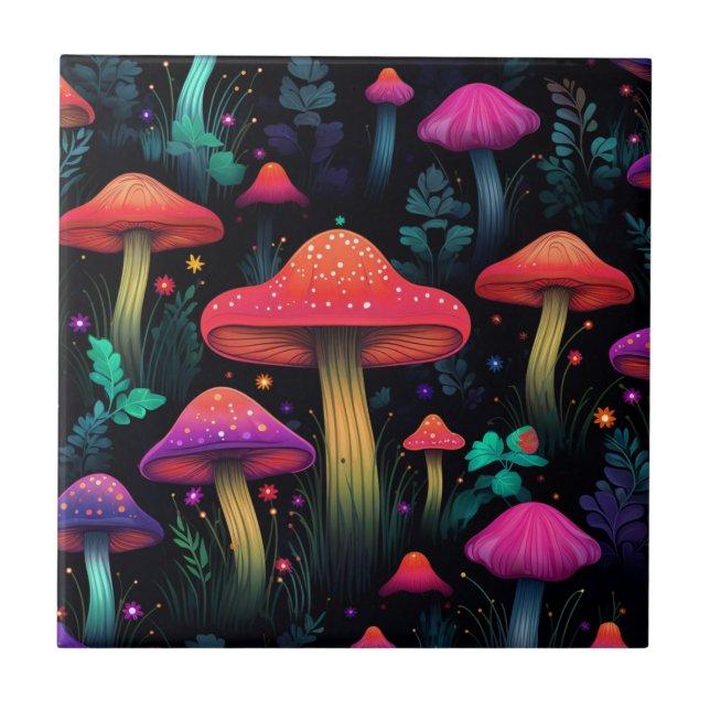 Midnight Mushrooms Tile (Front)