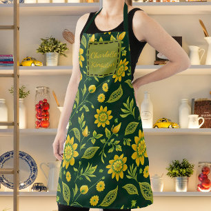 Midnight Mystique Blooms Custom Name Apron