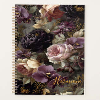 Midnight Mystique : Floral doré et pourpre lunatiq