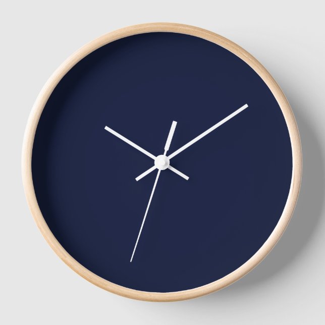 Midnight Navy Blue Solid Colour Clock (Front)