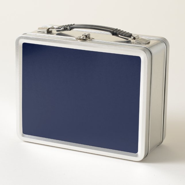 Midnight Navy Blue Solid Colour Metal Lunch Box (Front)