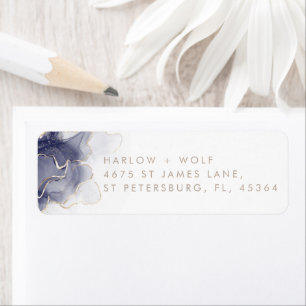 Midnight Navy Gold Elegant Modern Return Adresse