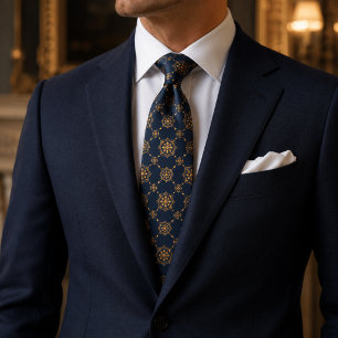 Midnight Navy Imperial Medallion Luxury Tie