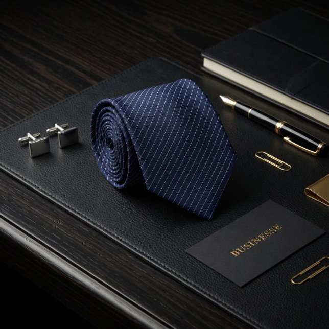 Midnight Navy Platinum Stripe Executive Tie (Creator Uploaded)