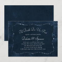 Midnight Navy Romance | Blue Satiny Grunge Damask