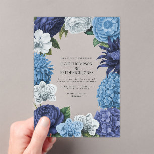 Midnight Navy, Steel Blue & Eucalyptus Grey Acrylic Invitations