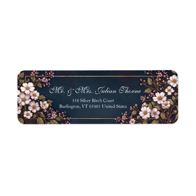 Midnight Navy White Botanical Frame (Devant)