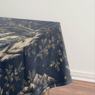 Midnight Navy Winter Toile de Jouy Christmas Tablecloth