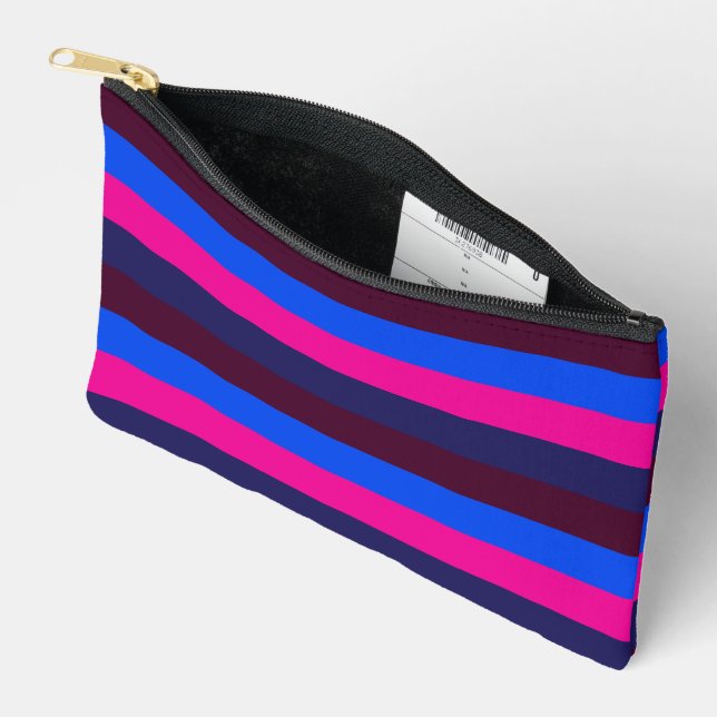 Midnight neon stripes accessory pouch (Open)