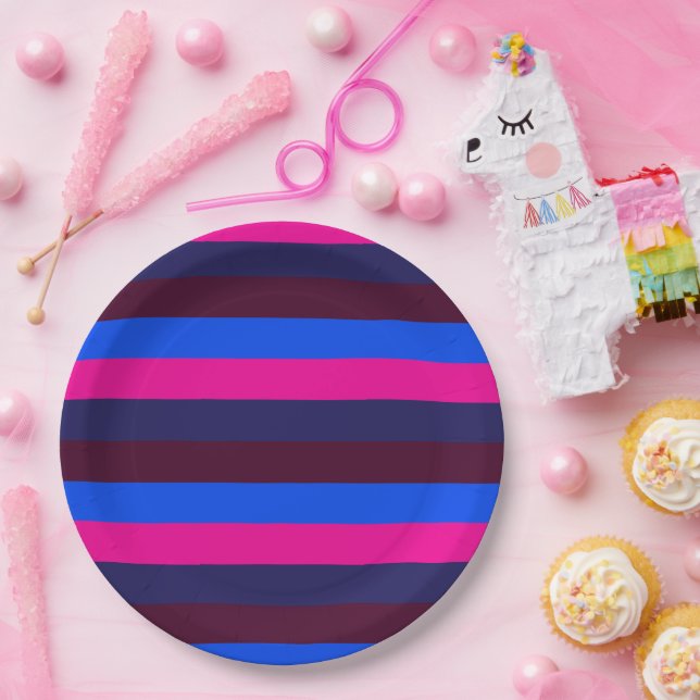 Midnight neon stripes paper plate (Party)