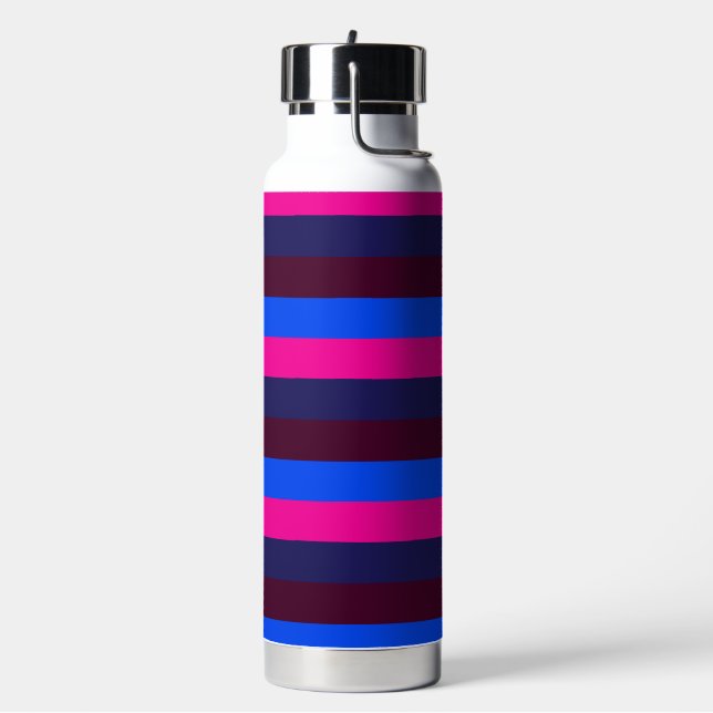 Midnight neon stripes water bottle (Left)