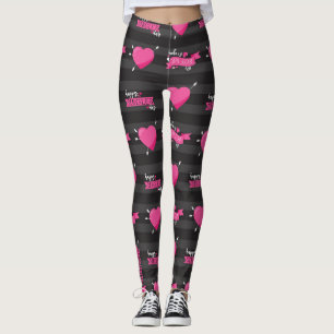 Midnight No-mance: Striped Heart & Ribbon Leggings