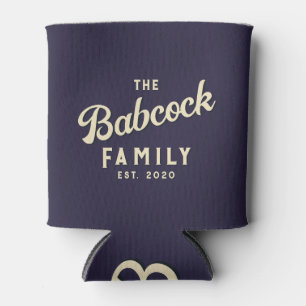 Midnight Ocean Retro Family Name & Year Can Cooler