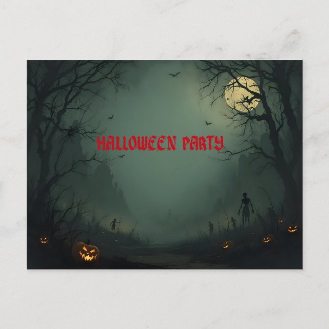 Midnight on Halloween Party Invitation Postcard (Front)