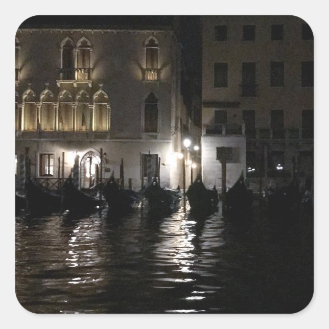 Midnight on The Grand Canal Square Sticker (Front)