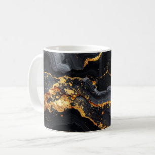 Midnight Onyx & Gold Leaf Abstract MUG