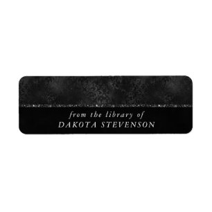 Midnight Onyx Romance Black Satiny Grunge Damask