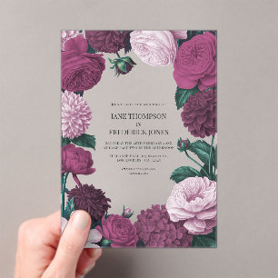 Midnight Orchid, Velvet Aubergine & Misty Mauve Acrylic Invitations