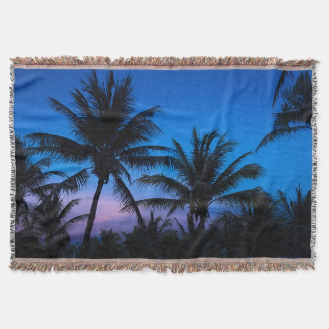 Midnight Palms Throw Blanket (Front)