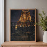 Midnight Paris Eiffel Tower Balcony Canvas Print<br><div class="desc">There’s a special kind of magic that happens when the rest of Paris goes to sleep and you’re left alone on a darkened balcony, watching that golden, glowing giant through the ornate ironwork. This piece captures the quiet, solitary side of the City of Light—no crowds, no noise, just the warm...</div>