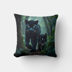 Midnight Paws: Felini’s Panther Pal Throw Pillow