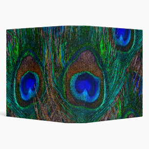Midnight Peacock Feathers Etching Style Decor Binder