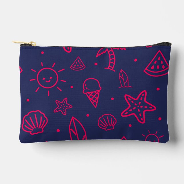Midnight Pink Doodle Pattern Accessory Pouch (Front)
