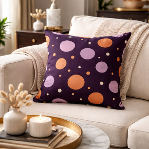 Midnight Plum Polka Dot  Throw Pillow