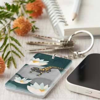 Midnight Pond Fire Salamander Keychain