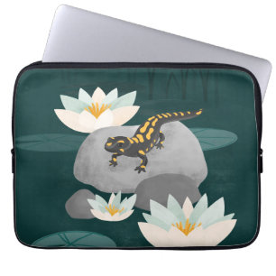 Midnight Pond Fire Salamander Laptop Sleeve