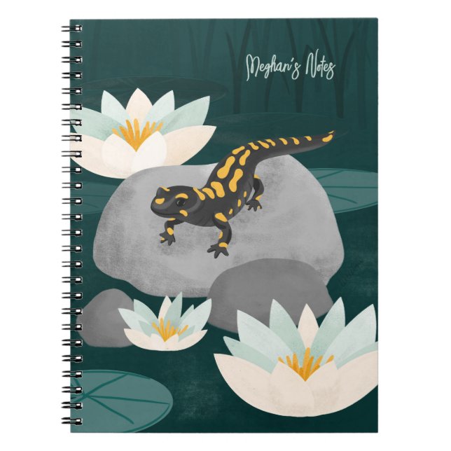 Midnight Pond Fire Salamander personalized  Notebook (Front)