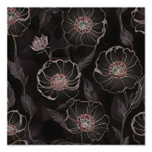Midnight Poppy Elegance Photo Print