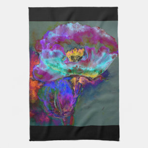 Midnight poppy purple watercolor painting kitchen towel