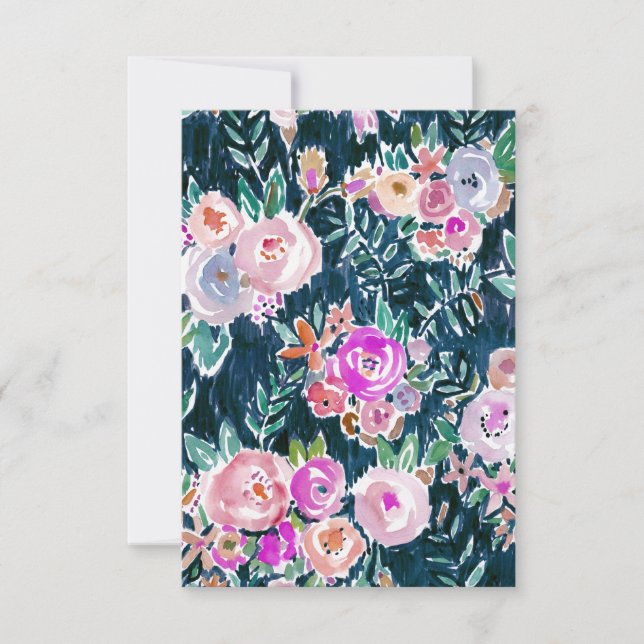 Midnight Profusion Dark Rose Floral Thank You Card (Front)