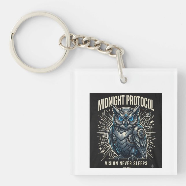 Midnight Protocol Owl T-Shirt Keychain (Front)