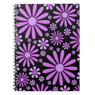 Midnight Purple Black Floral Goth Aesthetic Notebook