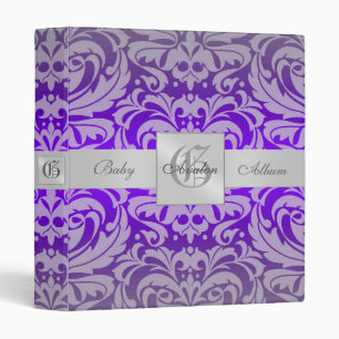 Midnight Purple Damask  Baby Album Binder
