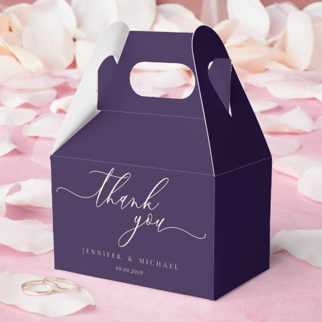 Midnight Purple Thank You Modern Script Favor Box (Wedding)
