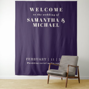 Midnight Purple Welcome Elegant Reception Tapestry
