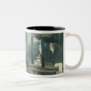 Midnight Race on the Mississippi, 1875 Two-Tone Coffee Mug