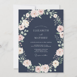 Midnight Rose Blush Petal Wedding Invitation